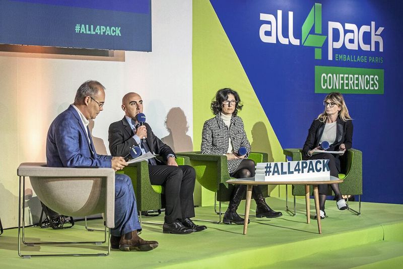 L’espace All4pack Conférences a proposé un  programme d’une trentaine de conférences en lien avec les grands enjeux du  secteur. (Source : Anne-Emmanuelle Thion)