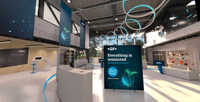 GF Piping Systems wird mit dem virtuellen Campus zum Veranstalter der eigenen Messe. Alle Inhalte sind im Anschluss On-Demand verfügbar. (Neyroo)