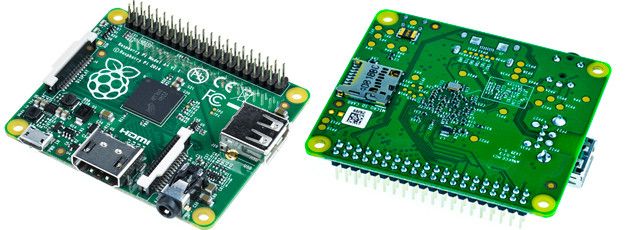 Rasperry Pi Modell A+: Vorder- und Rückseite der neuesten Raspberry-Variante für die Industrie (Bild: RS Components)