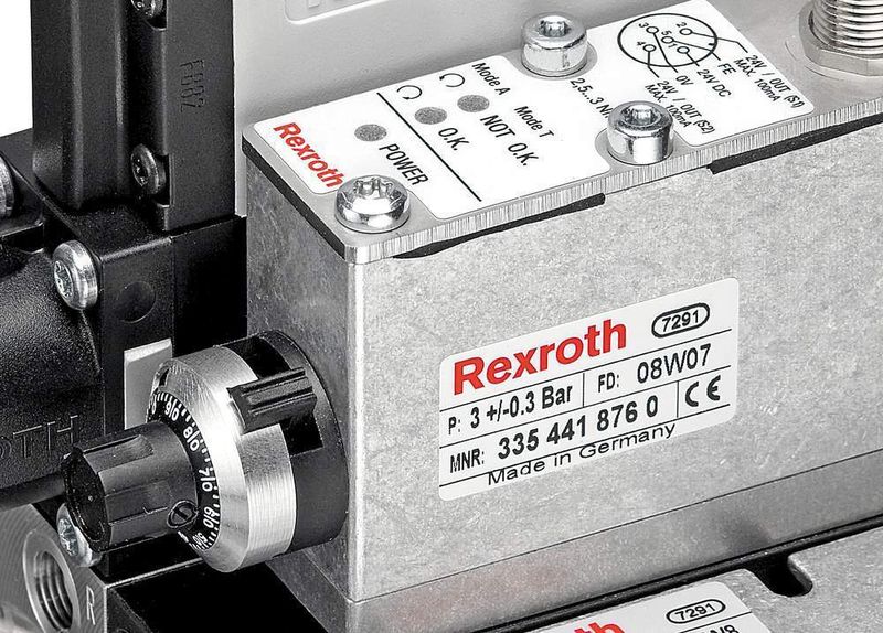 Bild 3: Einstelldrossel und LED-Anzeige ermöglichen eine schnelle und einfache Justierung auf das gewünschte Spaltmaß. Bilder: Rexroth (Archiv: Vogel Business Media)