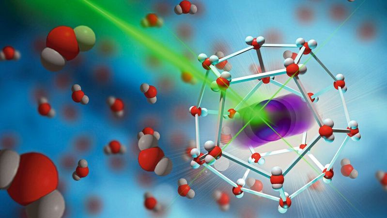 Mithilfe von Laserspektroskopie kann die Schwingung von Ionen in ihrem „Molekülkäfig“ untersucht werden.