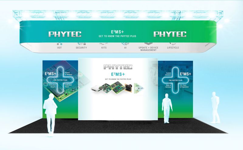 PHYTEC (Halle B4, Stand 320): PHYTEC empfängt Sie gemeinsam mit Partnern und stellt umfangreiche Leistungen rund um Embedded-Komponenten in den Vordergrund. Sie reichen von der eigenen Entwicklung und Produktion über Services für individuelle Elektroniken, Embedded Security, Device Management und Bildverarbeitung bis zur Integration mit Technologie- und Softwarepartnern. Neuheiten sind unter anderem SOMs und SBCs mit Phytecs neuem Modul-Standard FPSC und Prozessoren von NXP Semiconductors, STMicroelectronics und Texas Instruments. (Bild: PHYTEC)