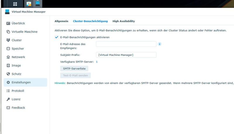 Aktivieren der Benachrichtigungen für einen Synology-Cluster. (Bild: Joos)