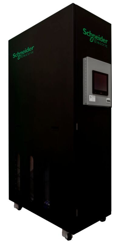 Das Liquid-Cooling-System „SE LPS“ ist eine Direct-to-Chip-Kühlung, die mit Unterdruck in beiden Richtungen arbeitet. Es kann Server mit Leistungen von bis zu 300 Kilowatt kühlen und  dafür Wasser mit einer Temperatur von 2  bis 45 Grad verwenden. (Bild:  Schneider Electric)