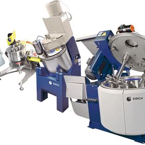 Einfaches Scale-up von Labor bis zur Gigafactory bspw. vom universellen 1l-Labormischer bis zum 900l-Intensivmischer oder Mixsolver für die großtechnische Herstellung. (Bild:  Eirich)