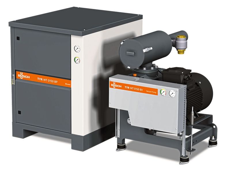 Drehkolbengebläse mit und ohne Schalldämmhaube arbeiten berührungsfrei und somit ohne Öl im Verdichtungsraum. (Bild: Busch Vacuum Solutions)