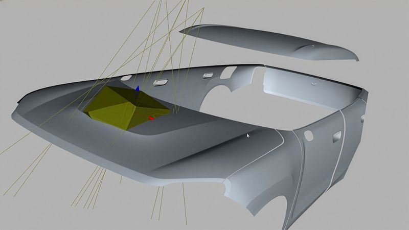 Sichtfelder, Messabstände und potenzielle Abschattungen werden bereits in der Planungsphase bei der Simulation mit dem CAD-Modell der Karosserie analysiert, um eine hohe Flächenabdeckung und prozesssichere Roboterbahnen zu erreichen. (Bild: Micro-Epsilon Messtechnik GmbH & Co. KG)