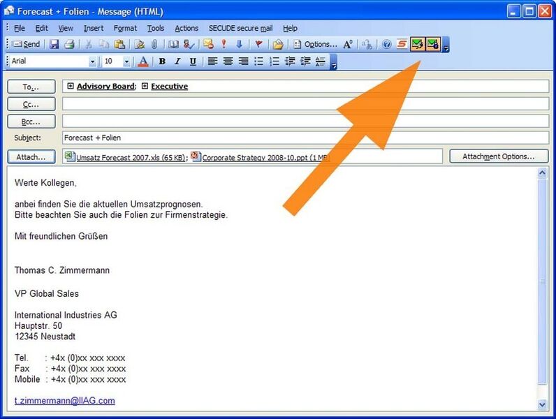 Secure Mail wird als Plug-in wird in Microsoft Outlook eingebunden. (Archiv: Vogel Business Media)