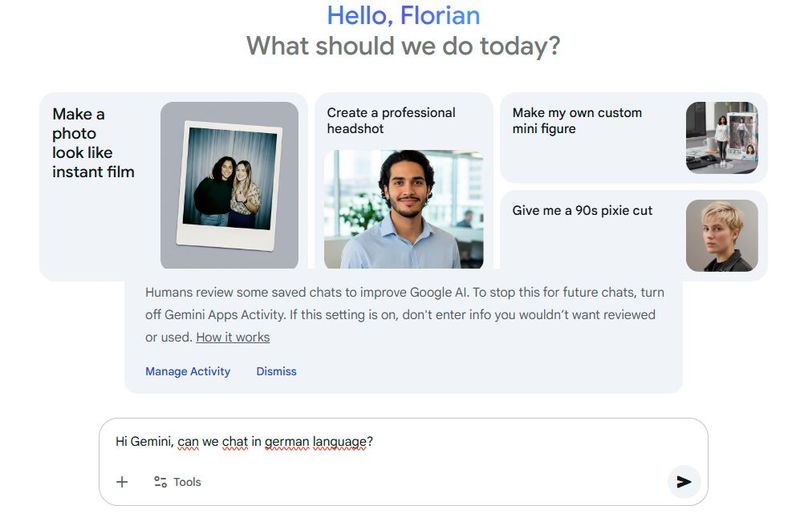 Selbstredend lässst sich mit Google Gemini auch in der jeweiligen Muttersprache kommunizieren. (Bild: screenshot: Google)