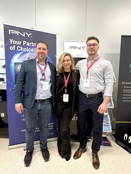 Das dynamische Trio von PNY: (v. l.) Marco Schulze, Natalia Drohoytska und David Effers rockten auch in diesem Jahr die Veranstalltung. (Bild: Vogel IT-Medien GmbH)