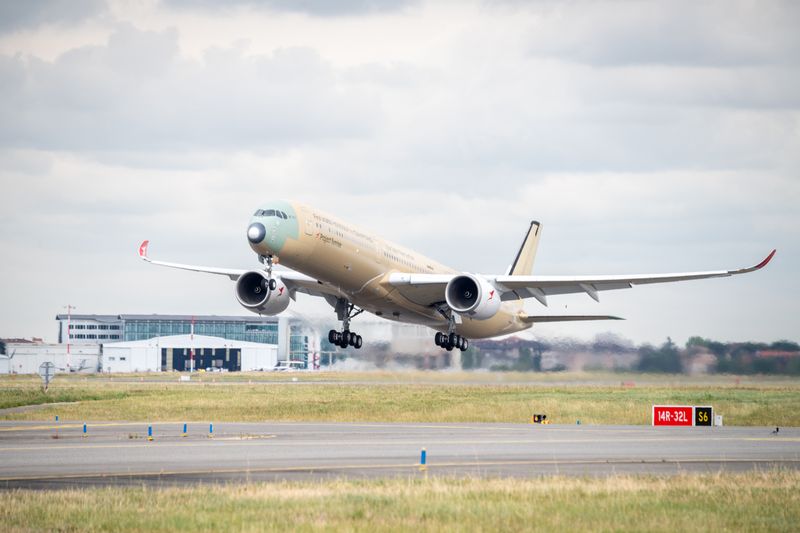 An Airbus A350-1000 ULR on a test flight in Toulouse.(Airbus)