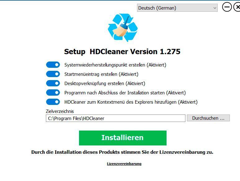 HDCleaner installieren. (Joos/Kurt Zimmermann)