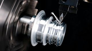 VBGT-AL insert finish profiling an N1 Aluminum cylindrical bar (Source: Widia)