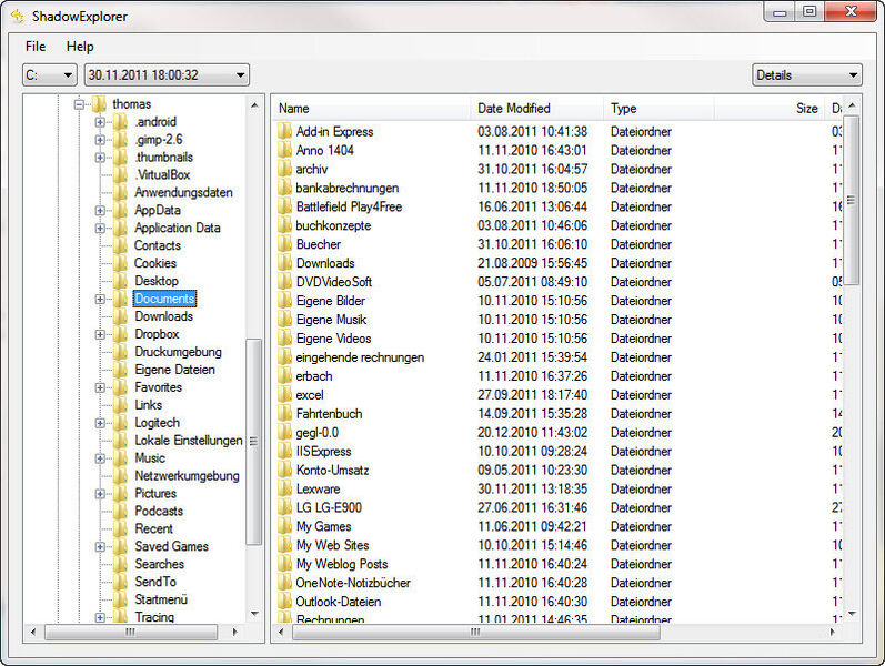 Zur Verwaltung von Schattenkopien  in Windows 7 können Anwender das kleine Freeware-Tool ShadowExplorer verwenden. Damit lassen sich in einem Fenster alle verfügbaren Schattenkopien auf einem Computer schnell und einfach öffnen. (Archiv: Vogel Business Media)