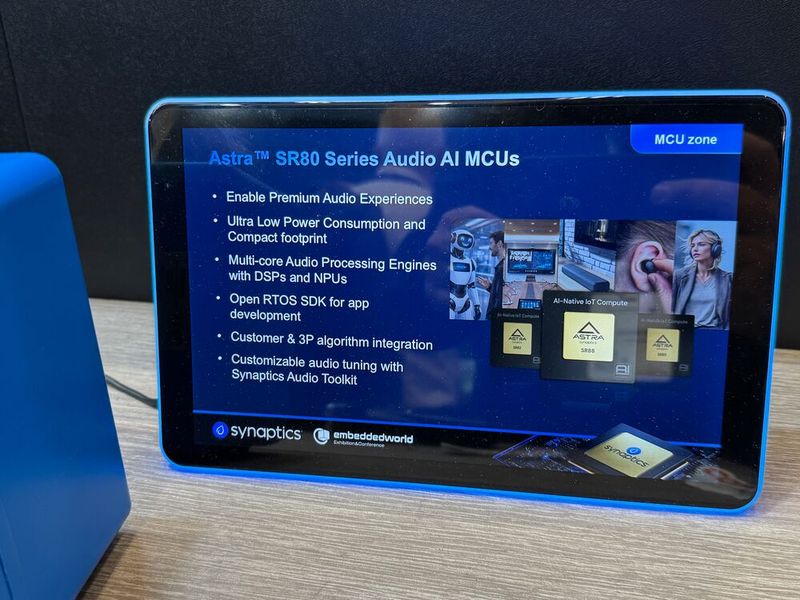 Synaptics-Mikrocontroller der Astra SR80-Serie:, Sie wurden speziell für KI-gestützte Audioanwendungen bei geringem Stromverbrauch entwickelt. (Bild: mc/VCG)
