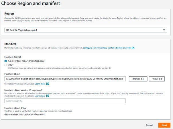 Region und Manifest auswählen. (Bild: Amazon)