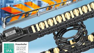 Die C6 Energiekette in Kombination mit dem neuen Obertrumführungsrad ermöglicht eine zuverlässige Energie- und Datenversorgung bei minimaler Partikelemission auf Verfahrwegen bis zu 30 Meter.  (Bild: igus)