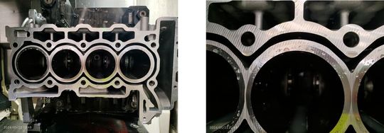 Bild 4: So sehen die Oberflächen des Motorblocks aus, nachdem sie mit dem neuartigen Worldia-BE-Fräser bearbeitet wurden.(Bild:  Worldia)