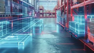 AR ermöglicht es Logistikmanagern, Lagerflächen in Echtzeit zu visualisieren und zu analysieren. Durch die Anzeige von virtuellen Informationen über physische Lagerbereiche können sie die optimale Platzierung von Waren identifizieren, um den Raum effizient zu nutzen. (Bild: Mentari - stock.adobe.com / KI-generiert)