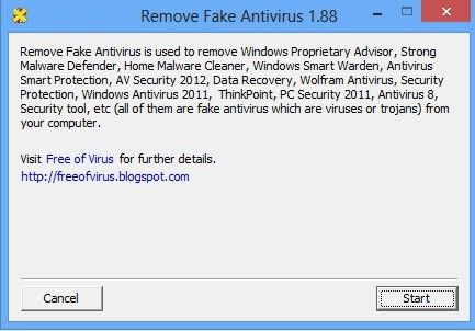 Scareware, die sich nicht mit herkömmlichen Deinstallationstools entfernen lassen, erfordern etwas mehr Aufmerksamkeit. Eines der bekanntesten Tools in diesem Bereich ist Remove Fake Antivirus Auch bei diesem Tool haben Anwender den Vorteil, dass sie das Programm nicht installieren müssen, sondern es direkt ausführen können. (Bild: VBM)