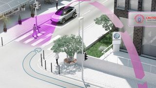 Schon bald sollen auf Europas Straßen Autos per WLAN miteinander kommunizieren und damit den Verkehr sicherer machen. (Volkswagen)