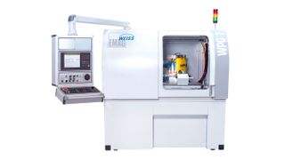 This is the very compact "hook grinding machine" WPG 7 CNC from Emag Weiss. It is purely designed for external cylindrical grinding, which is why you can save yourself the purchase of a space-consuming larger grinding machine with it. (Image:Emag)