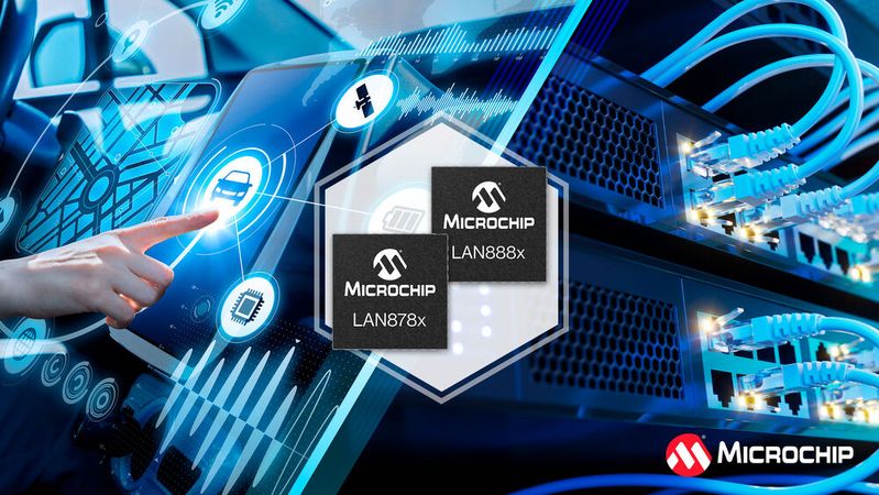 Die neuen 100/1000BASE-T1-Single-Pair-Ethernet-PHYs von Microchip kombinieren MACsec-Sicherheit, zeitkritisches Networking und funktionale Sicherheit.(Bild:  Microchip)
