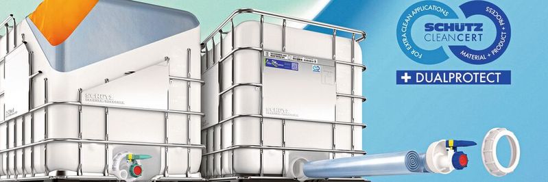 Ecobulk Foodcert + Dualprotect und Ecobulk Cleancert + Dualprotect schützen durch einen ab Werk integrierten Liner das Füllgut. Ecobulk Foodcert + Dualprotect und Ecobulk Cleancert + Dualprotect schützen durch einen ab Werk integrierten Liner das Füllgut.