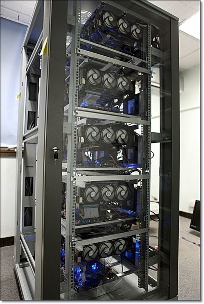 High-End-Hardware: Die acht GPUs (AMD Radeon 7970) in diesem System knacken Passwort-Hashes im Nu.  (Jeremy Gosney)