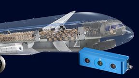 In der Flugzeugproduktion ist Präzision entscheidend, denn jede Bohrung und jeder Befestigungspunkt müssen exakt sitzen, um Sicherheit und Qualität zu gewährleisten. Im Bild zu sehen: die Ensenso N36.
 (Bild: Deutsches Zentrum für Luft- und Raumfahrt e.V & IDS Imaging Development Systems GmbH)