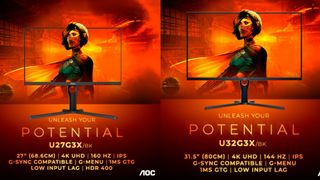 Die beiden Gaming-Monitore von AOC verfügen über ein IPS-Panel mit UHD-Auflösung (3.840 x 2.160 Pixel) und arbeiten mit  KI-gesteuerten GPU-Technologien. (Bild: AGON by AOC )