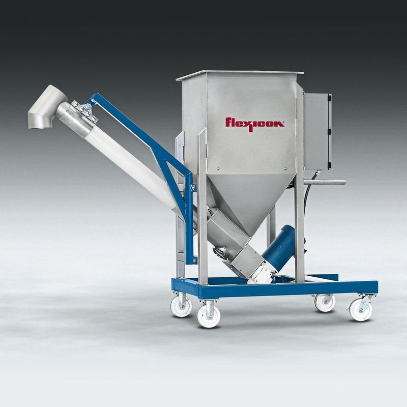 Flexible Spiralförderung mit niedriger Bauhöhe und integrierter 250-Liter-Vorlage 