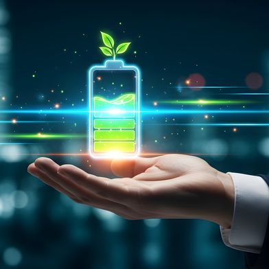 Powerful energy storage systems are required in order to be able to use electricity from renewable energies reliably at all times. (Source: © AlqausarBonazir - stock.adobe.com / AI-generated)