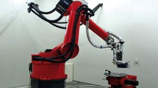 Bild 1: Laserhärteanlage mit einem fasergekoppelten Diodenlaser, Scanner-System und zusätzlichem Dreh-Kippmodul. (Archiv: Vogel Business Media)