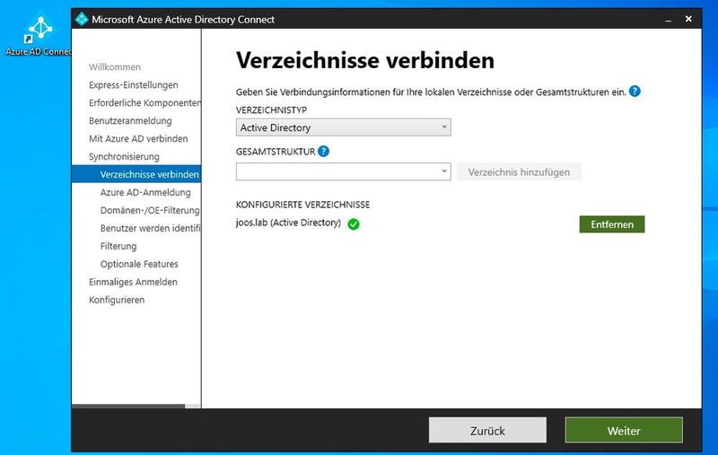 Verbinden von Active Directory mit Azure AD über Azure AD Connect. (Bild: Microsoft / Joos)