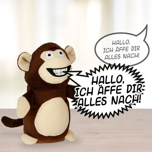 Mit diesem sprechenden Affe mit Aufnahme- und Wiedergabefunktion kann man die Verwandschaft richtig schön nerven. Bei www.monsterzeug.de kostet das Gadget 16,95 Euro. (Monsterzeug)