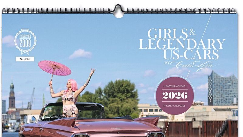 Der Kalender „Girls & legendary US-Cars 2026“ ikostet 44,90 Euro. (Bild: Carlos Kella)