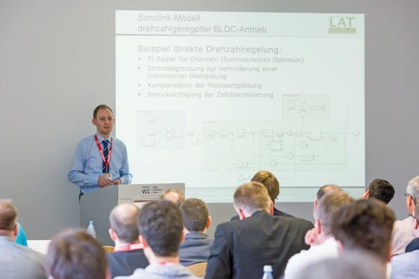 Klaus Schuhmacher, Universität des Saarlandes (LAT): Realisierung einer hochintegrierten Ansteuerung für BLDC-Antriebe kleiner Leistung bis 15 W mit MCU (mit Praxisdemo). (Stefan Bausewein)