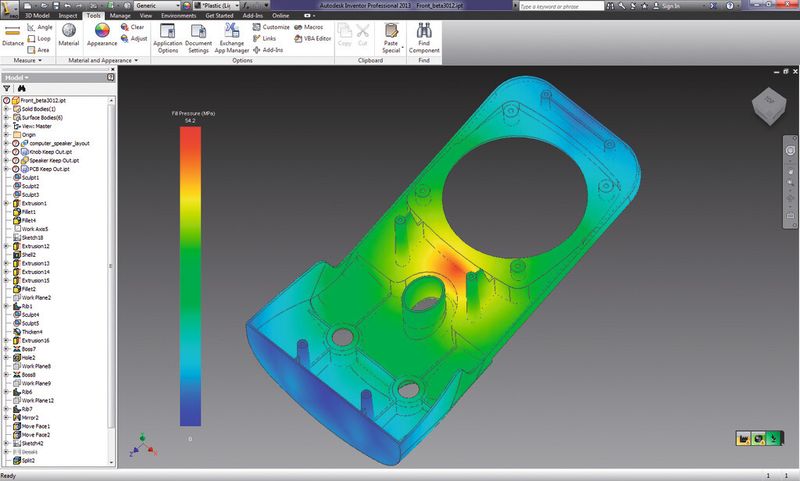 Bild 4: Mit der auf Moldflow basierenden Software Autodesk Simulation DFM kann schnell überprüft werden, ob das Modell für den Spritzgussprozess geeignet ist. (Bild: Autodesk)