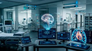 Künstliche Intelligenz kann an vielen Stellen im Krankenhaus unterstützen. (Bild: Gemini / KI-generiert)