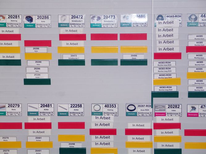 Kanban-Tafeln in der Produktionshalle des Präzisions-Spezialisten (Archiv: Vogel Business Media)