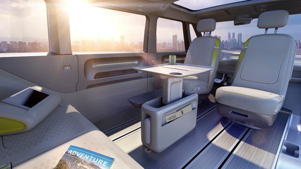 Die multivariable Sitzlandschaft und die interaktive Vernetzung des I.D. BUZZ machen vieles möglich. (Volkswagen)