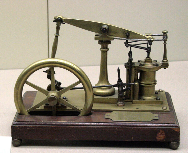Bild 2: Modell der Dampfmaschine von James Watt. (James Watt Engine / Morn/ Wikimedia Commons)