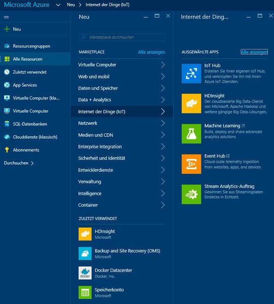 Microsoft bietet im Azure-Portal verschiedene Funktionen für die Verwendung des Internet of Things (IoT). (Microsoft)