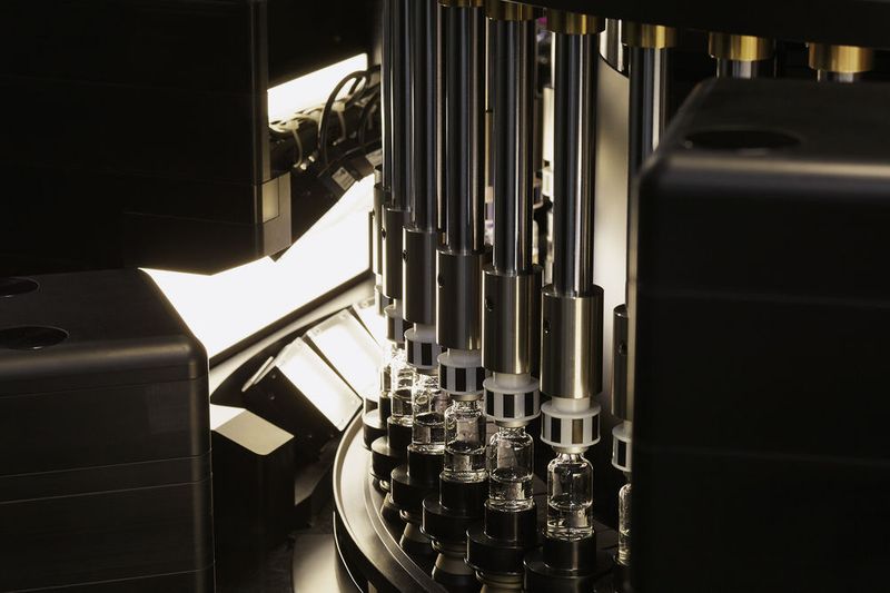 Hochmoderne und besonders schnelle Kameras gewährleisten eine zuverlässige Erkennung von kosmetischen Defekten wie Risse am Spritzenflansch oder Fehler bei der Versiegelung von Ampullen. (Bild: Bosch Packaging Technology)