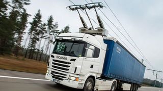 Scania testet den Oberleitungs-Lkw. (Scania)