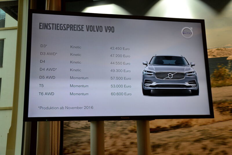 Abschließend gibt es hier noch einmal einen Blick auf sämtliche Einstiegspreise des Volvo V90. (Michel / »kfz-betrieb«)