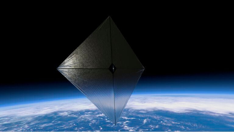 An artistic representation of a solar sail. On April 24, NASA successfully launched a rocket into space with the ACS3, which had a solar sail on board. This sail has now successfully unfurled.(Image: NASA)