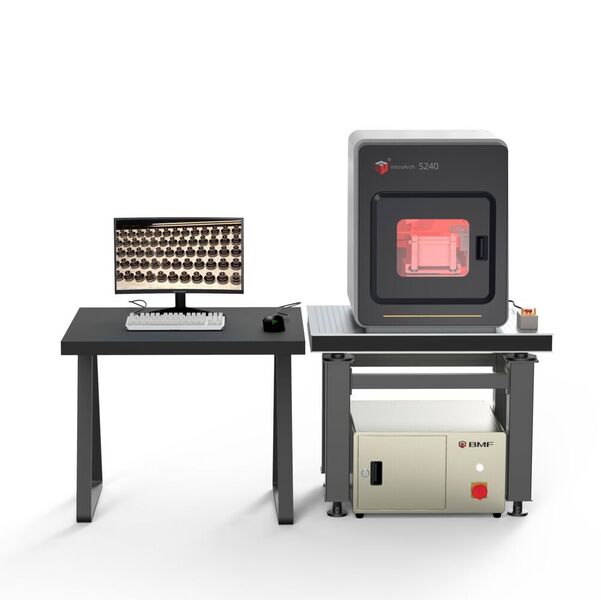 In der additiven Fertigung mit Polymeren und Verbundwerkstoffen produzieren die Micro-Arch-3D-Drucker hochpräzise Bauteile bei 2μm Druckauflösung mit +/- 10µm Toleranz. (BMF Precision )