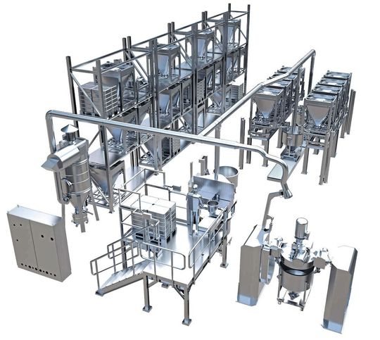 Das Multi-Ingredient-Handling System ist ein flexibles, modulares Containersystem für eine vollautomatische Rezepturzusammenstellung innerhalb einer Compoundieranlage. Das Multi-Ingredient-Handling System ist ein flexibles, modulares Containersystem für eine vollautomatische Rezepturzusammenstellung innerhalb einer Compoundieranlage.